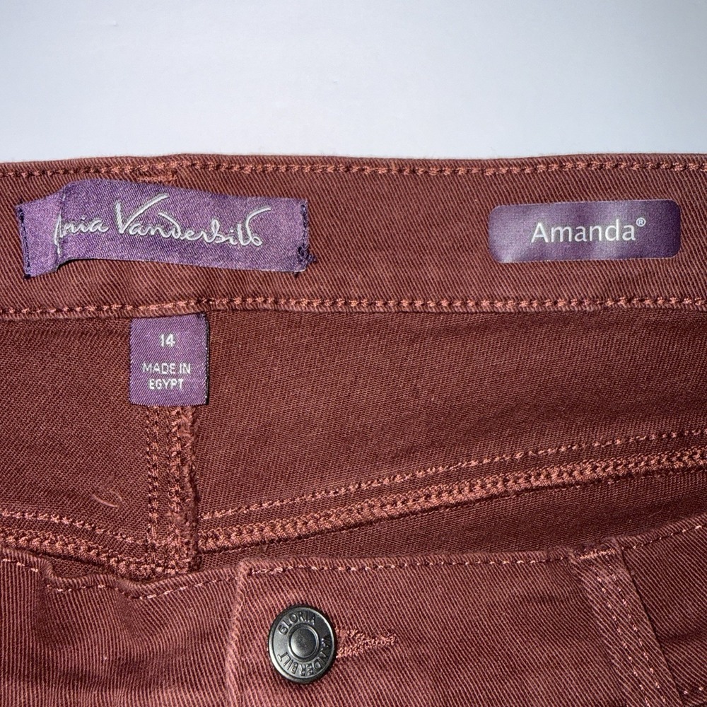 Gloria Vanderbilt Amanda Jeans Womens 14 Short Maroon Burgundy Tapered High Rise - Picture 2 of 8